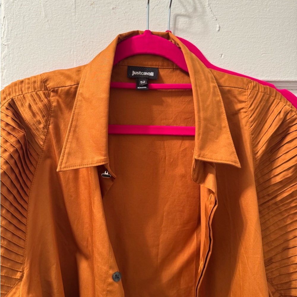 Just Cavalli Vibrant Orange Pleated Blouse